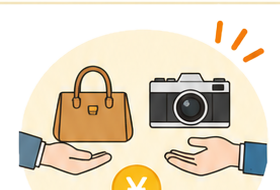 バッグとカメラの買取イラスト